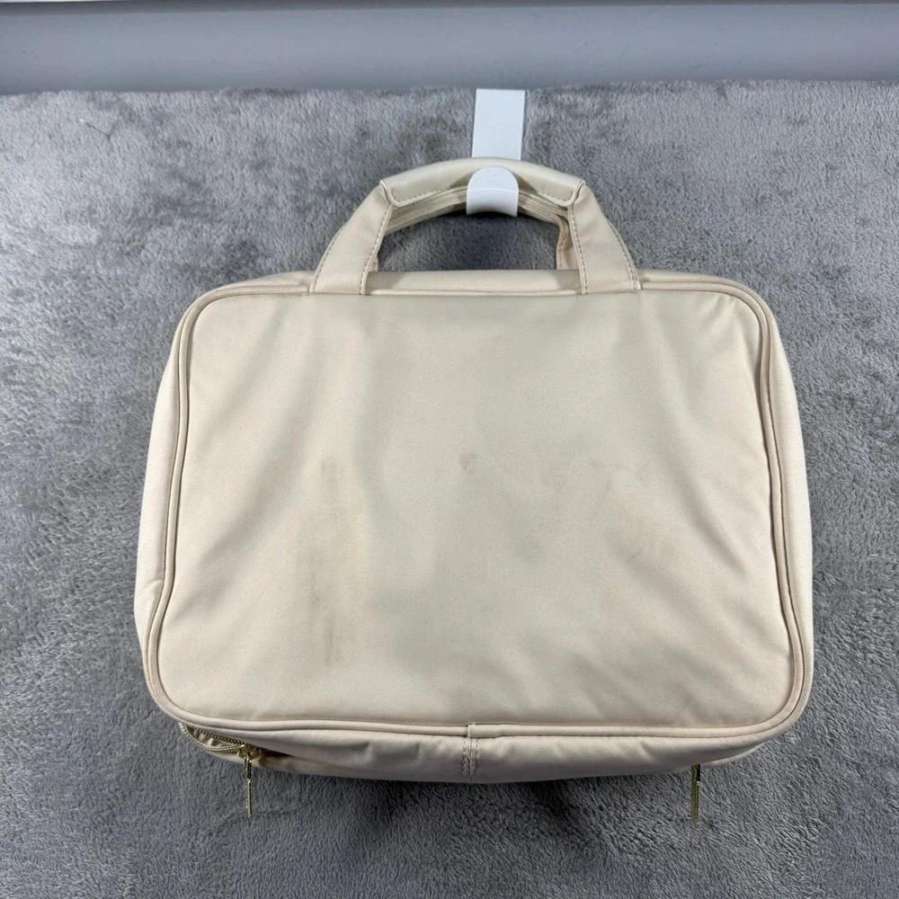Lovevook Hanging Travel Toiletry Bag Quilted Cream Makeup Organizer Case